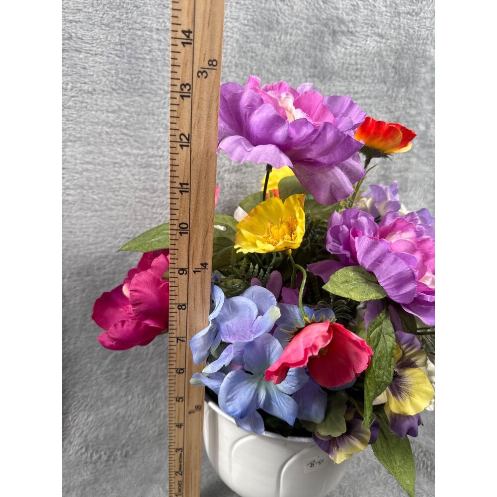 Artificial Floral Arrangement In White Painted Vase - Picture 4 of 5